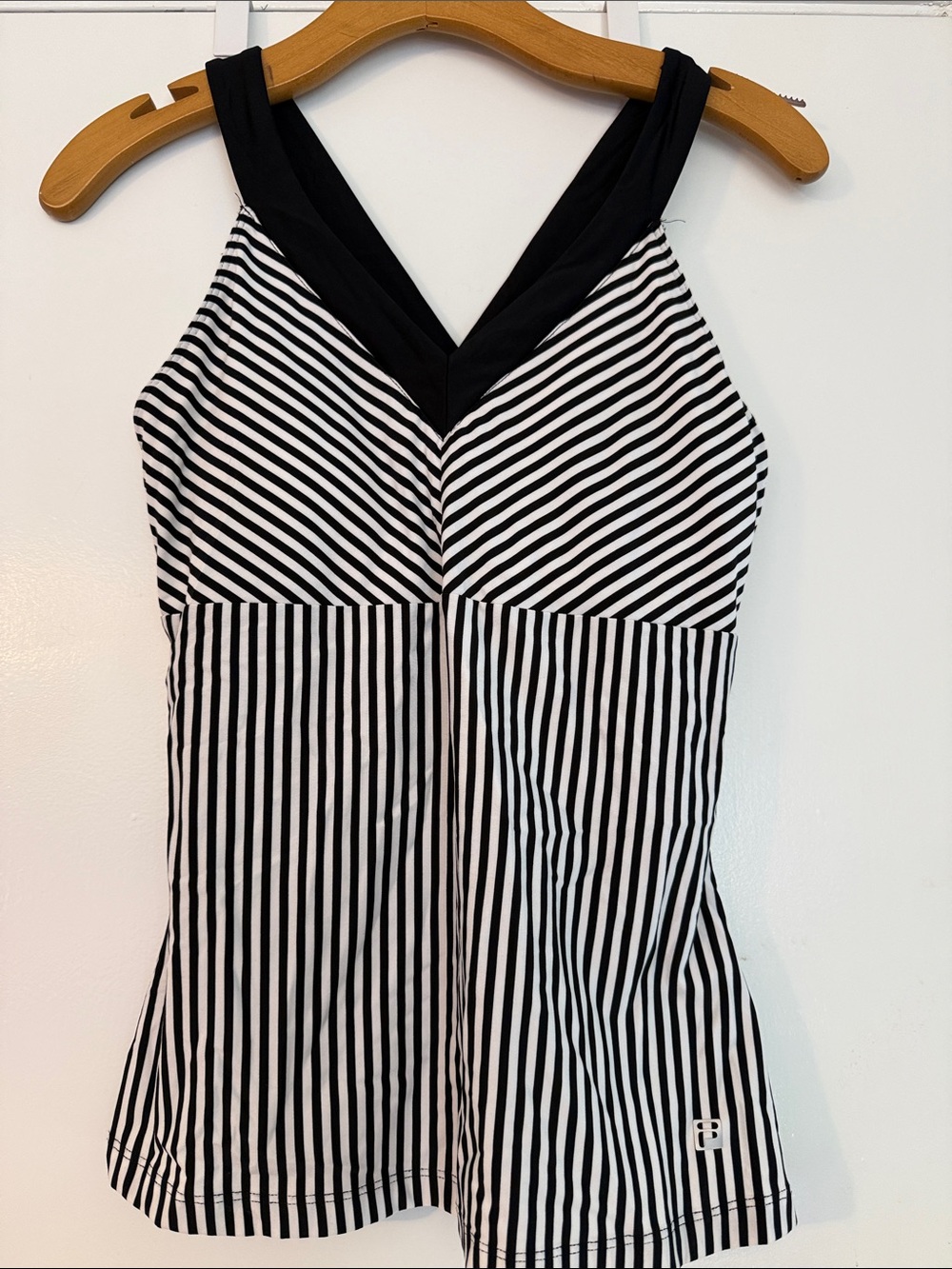 Fila Black and White Striped Tank Top